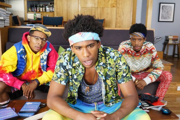 YOU'RE THE WORST -- "Other Things You Could Be Doing" -- Episode 212 (Airs Wednesday, December 2, 10:30 pm e/p) Pictured: (l-r) Allen Maldonado as Honey Nutz, Brandon Mychal Smith as Sam, Darrell Britt-Gibson as Shitstain. CR: Byron Cohen/FX